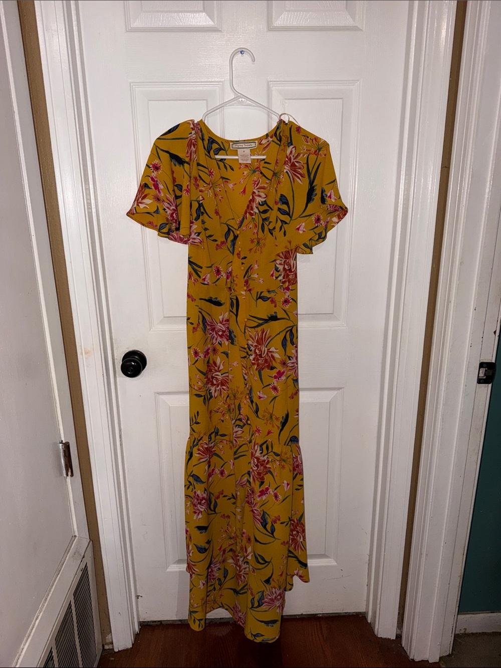Flying Tomato Mustard Yellow Floral Maxi Dress